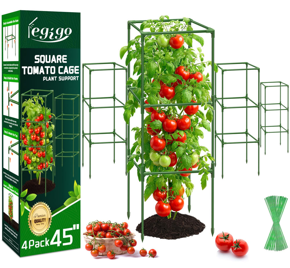 Legigo front view of four assembled cages shows stable garden support