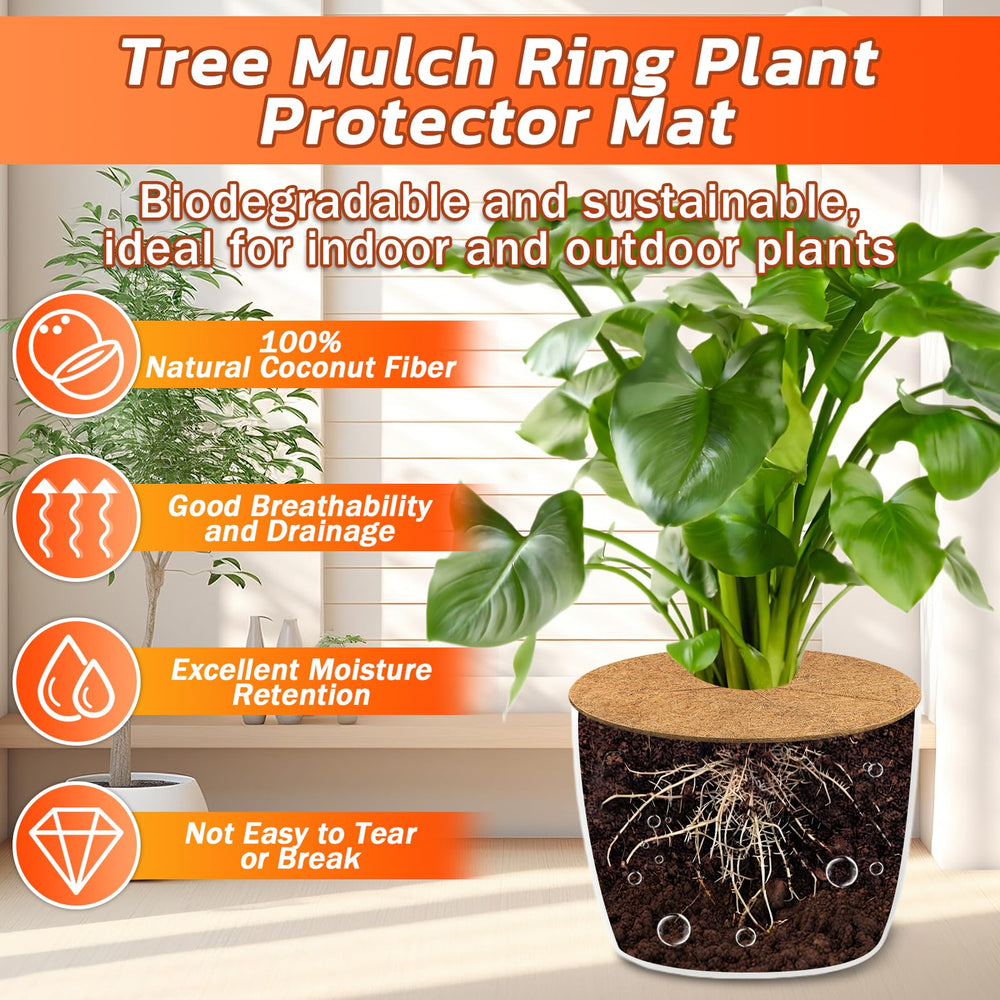 Legigo mulch ring in use around a potted tree to reduce watering frequency