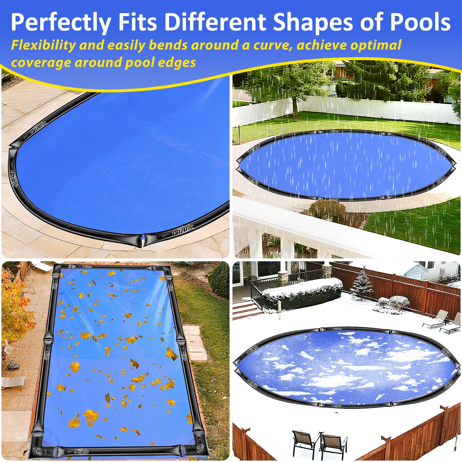 Legigo backyard pool with bags in place demonstrating secure winter cover protection