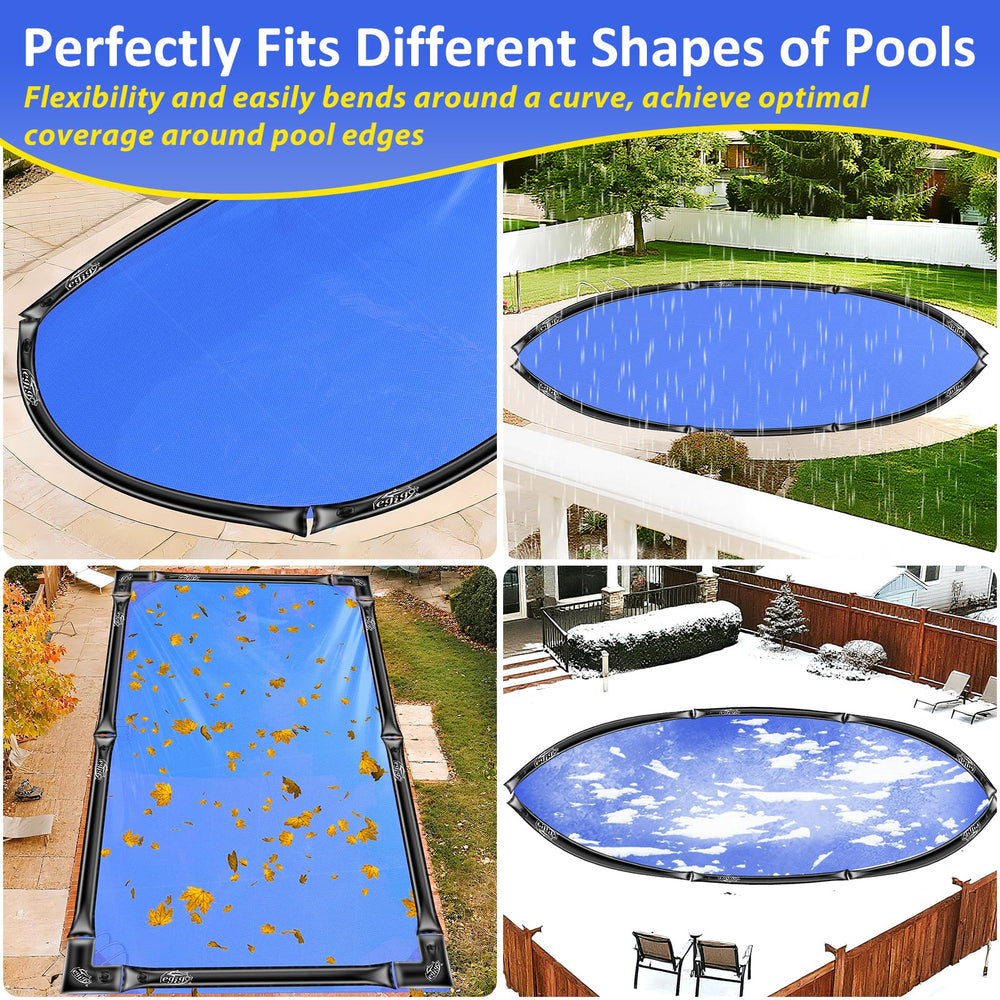Legigo backyard pool with bags in place demonstrating secure winter cover protection