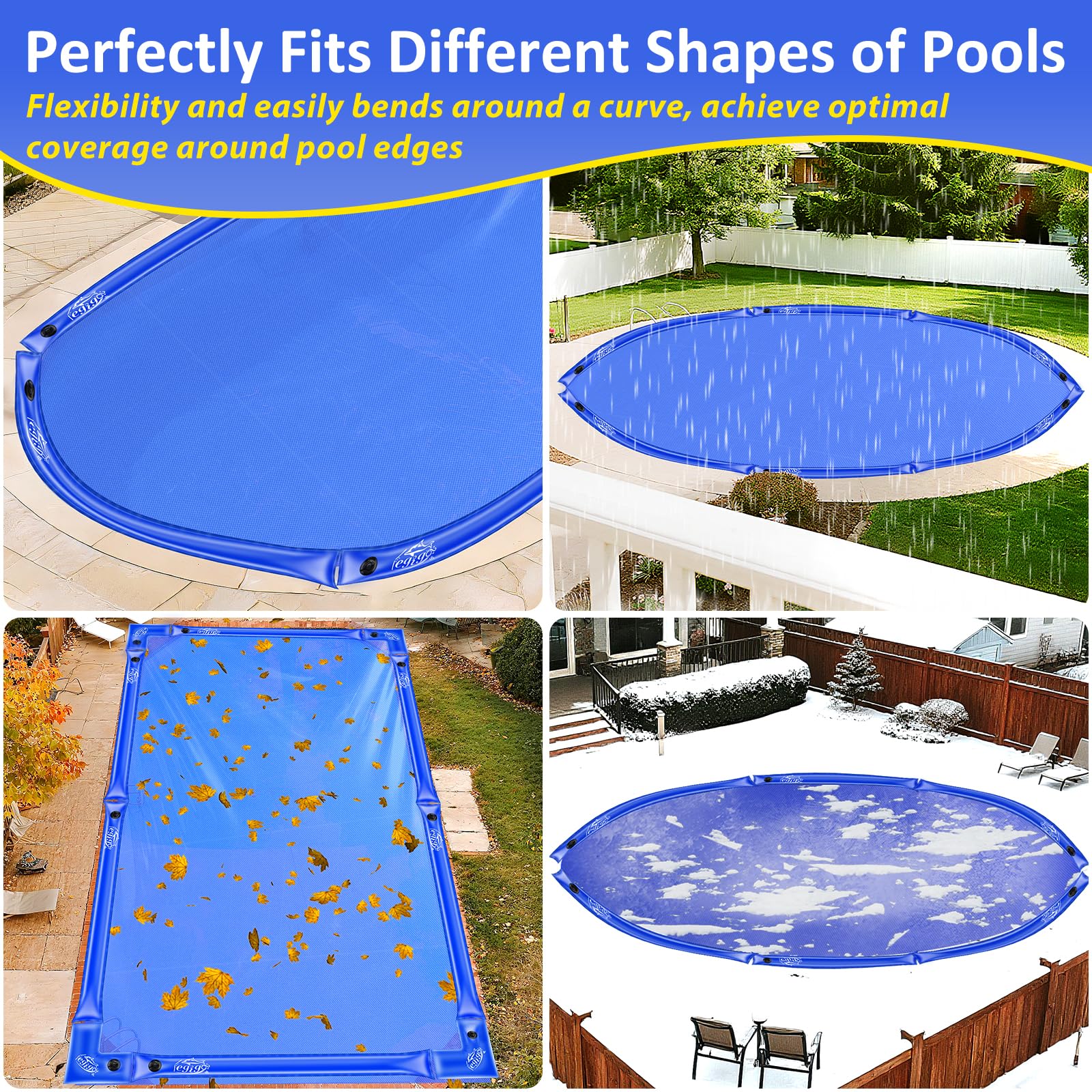 Legigo lifestyle shot of backyard pool with weights installed for reliable protection