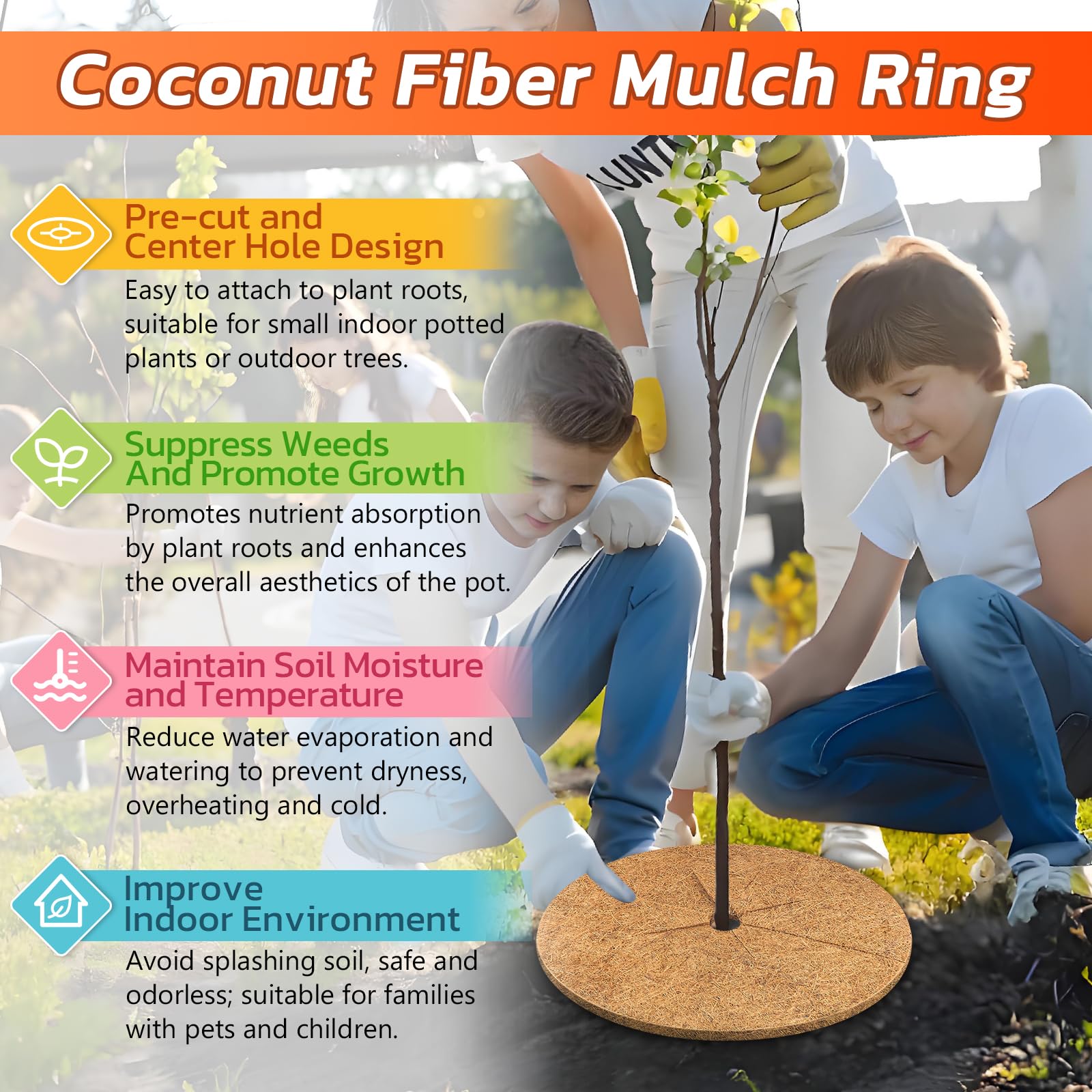 Legigo trimmed mulch ring fitted snugly around trunk for easy customization