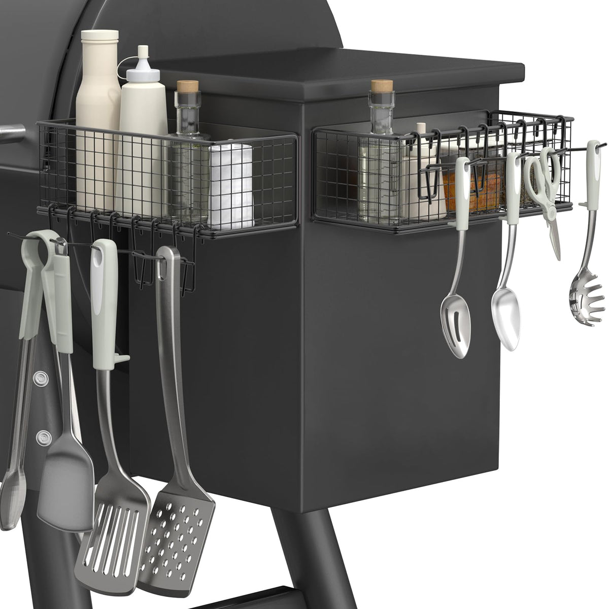 lehorra front view of two magnetic storage bins showing compact organization benefit