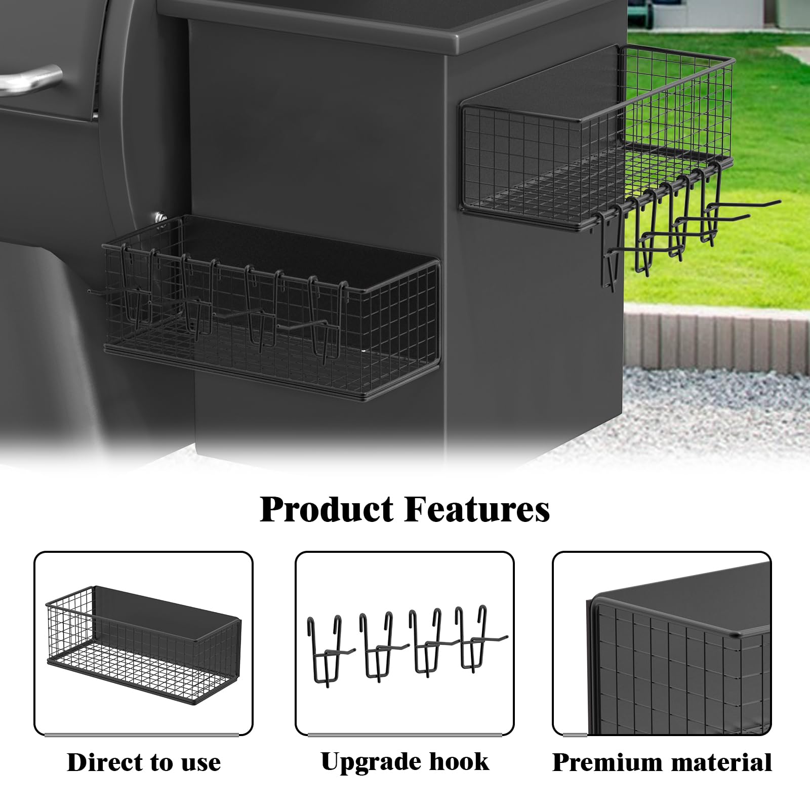 lehorra bin beside tongs and brushes showing size and storage capacity