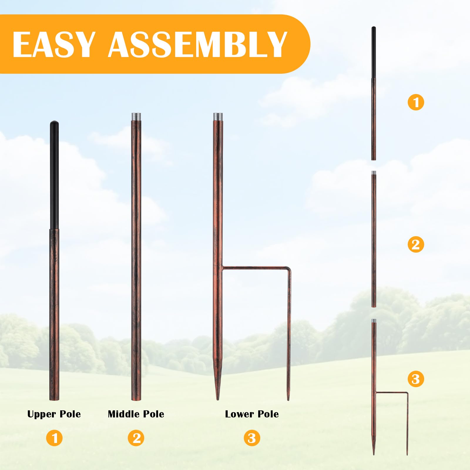 LEIFIDE copper pole installed with wind spinner demonstrating sturdy support