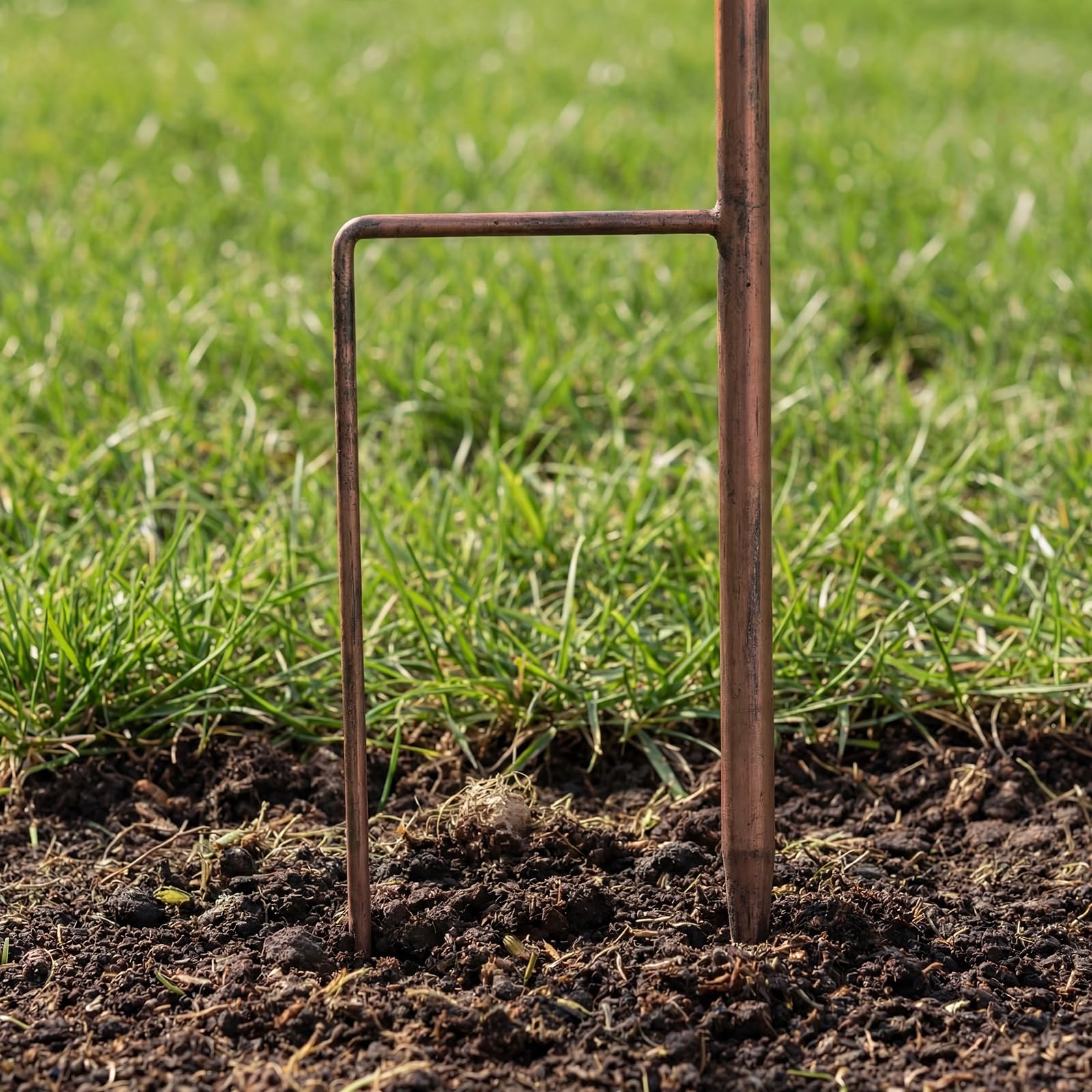 LEIFIDE copper pole beside measuring tape showing adjustable 72 inch scale