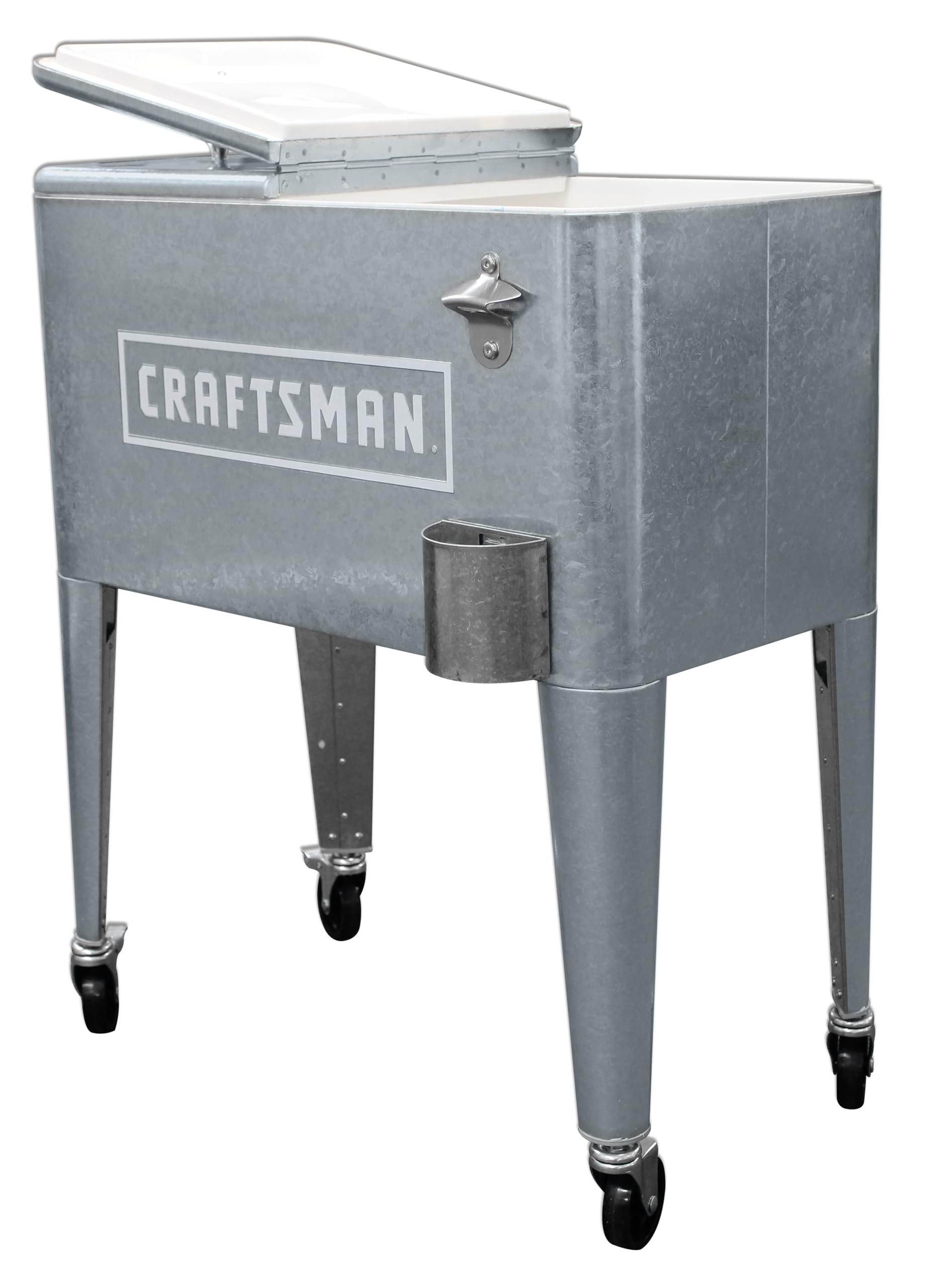 Leigh Country Craftsman filled with drinks and ice to show 50-can capacity and accessibility