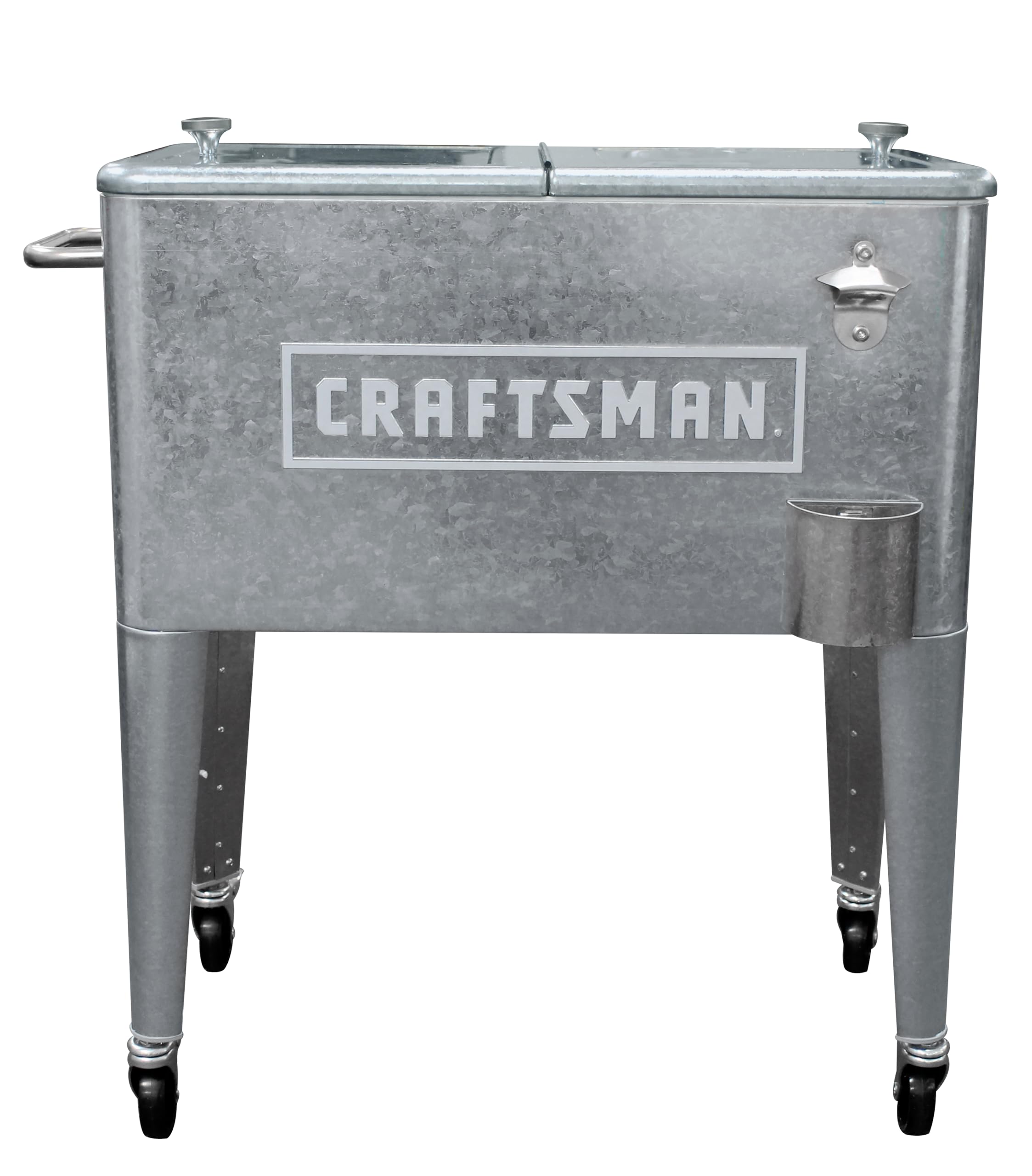 Leigh Country Craftsman front view showing galvanized exterior and double lid, stylish and functional