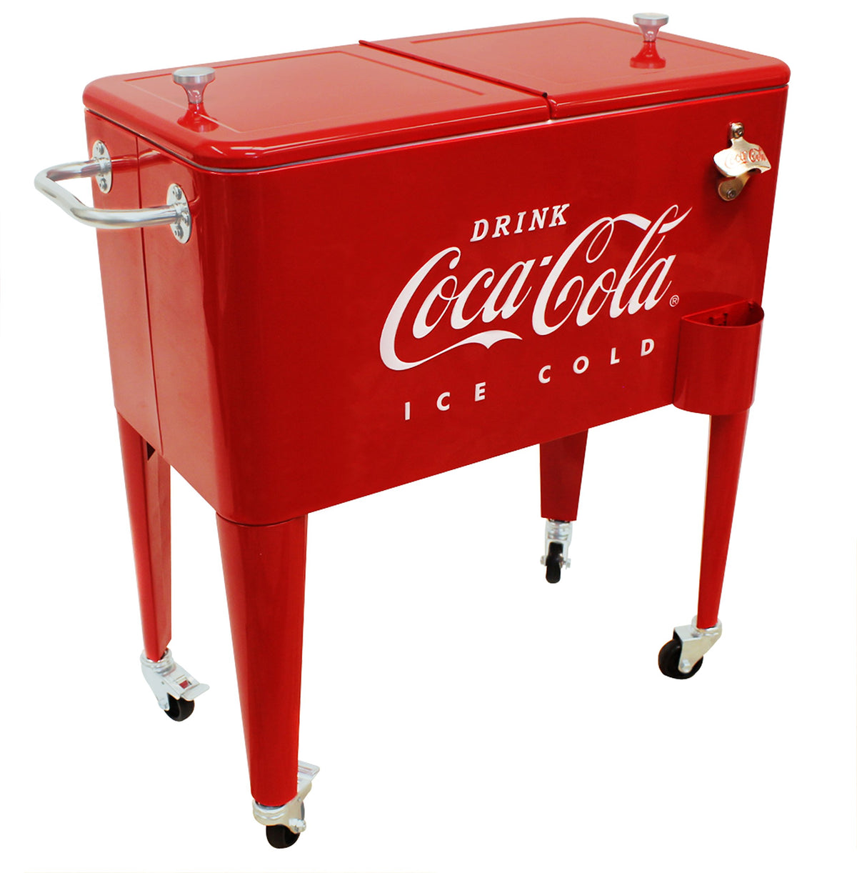 Leigh Country front view of red Coca‑Cola cooler showing capacity and vintage look, great for parties