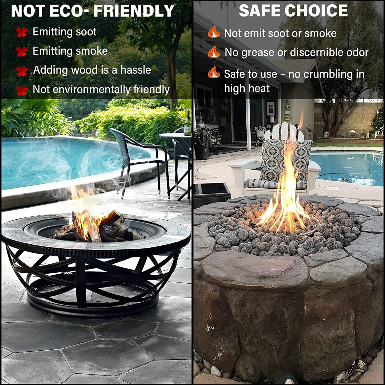 LEIMO KPARTS lava rocks used in a landscape bed offering low-maintenance contrast