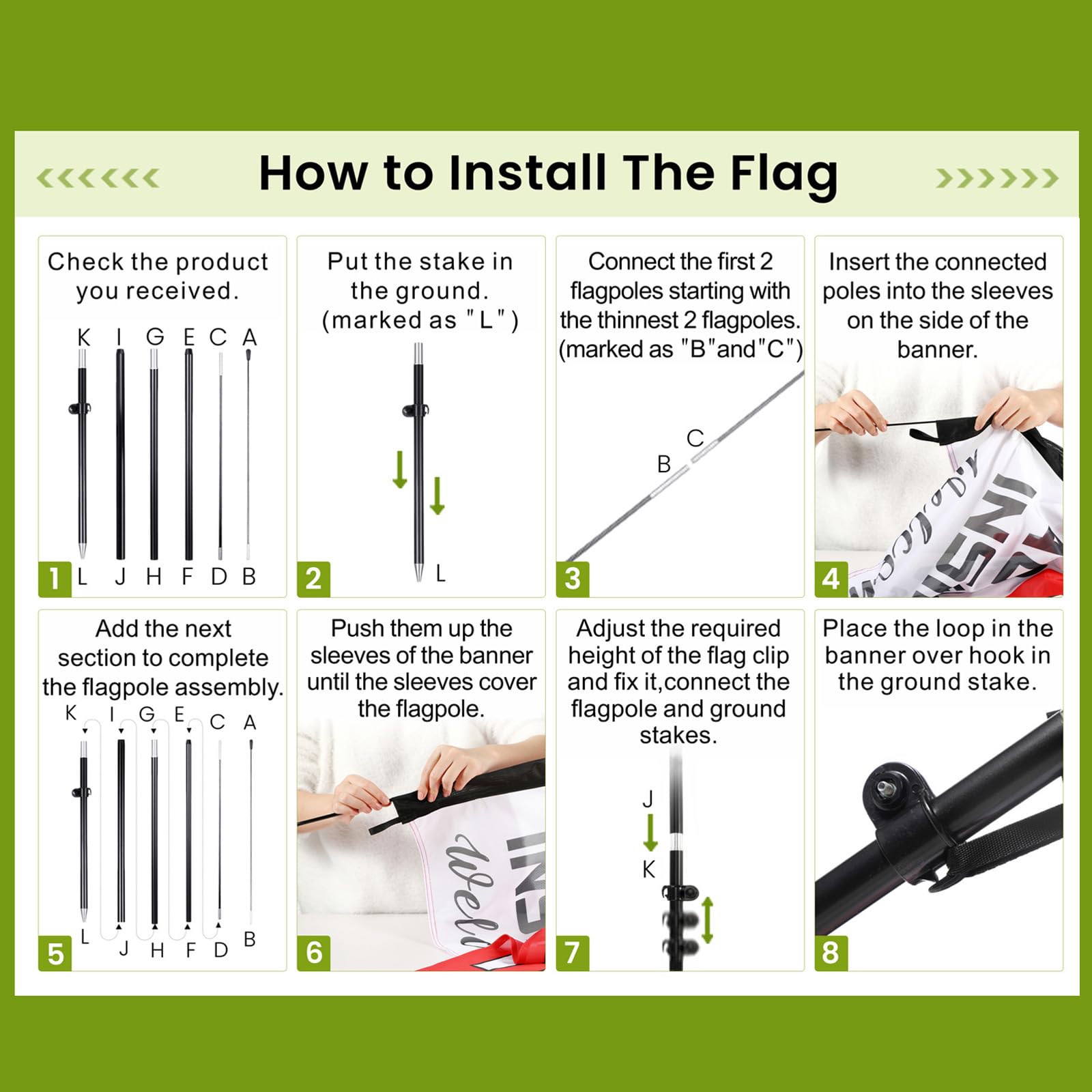 Leinuosen carry bag with packed flags and poles for convenient transport and storage