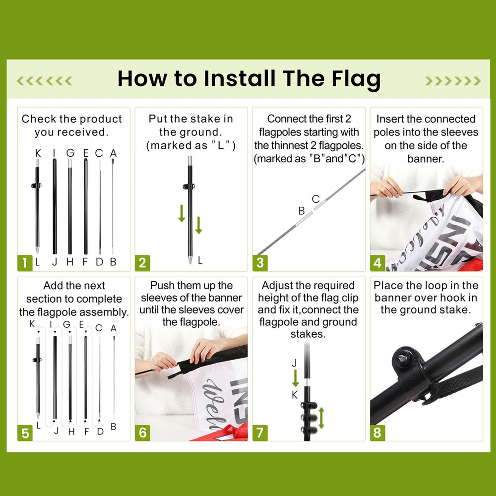 Leinuosen carry bag with packed flags and poles for convenient transport and storage