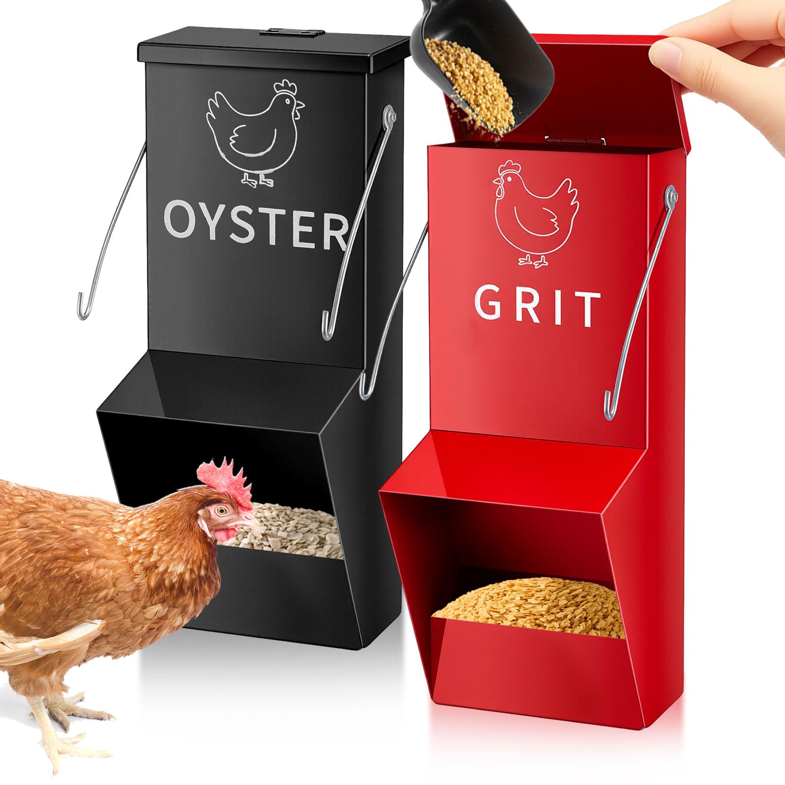 Leinuosen front view of metal feeder showing clean trough and access — durable convenience