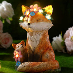 Leinuosen front view of mother and baby fox statue showing charming design and gift appeal