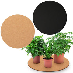 Leinuosen front view of two cork mats showing full round coverage and neat packaging benefit