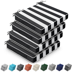 Leinuosen front view of four black stripe cushion covers showing clean design and protection