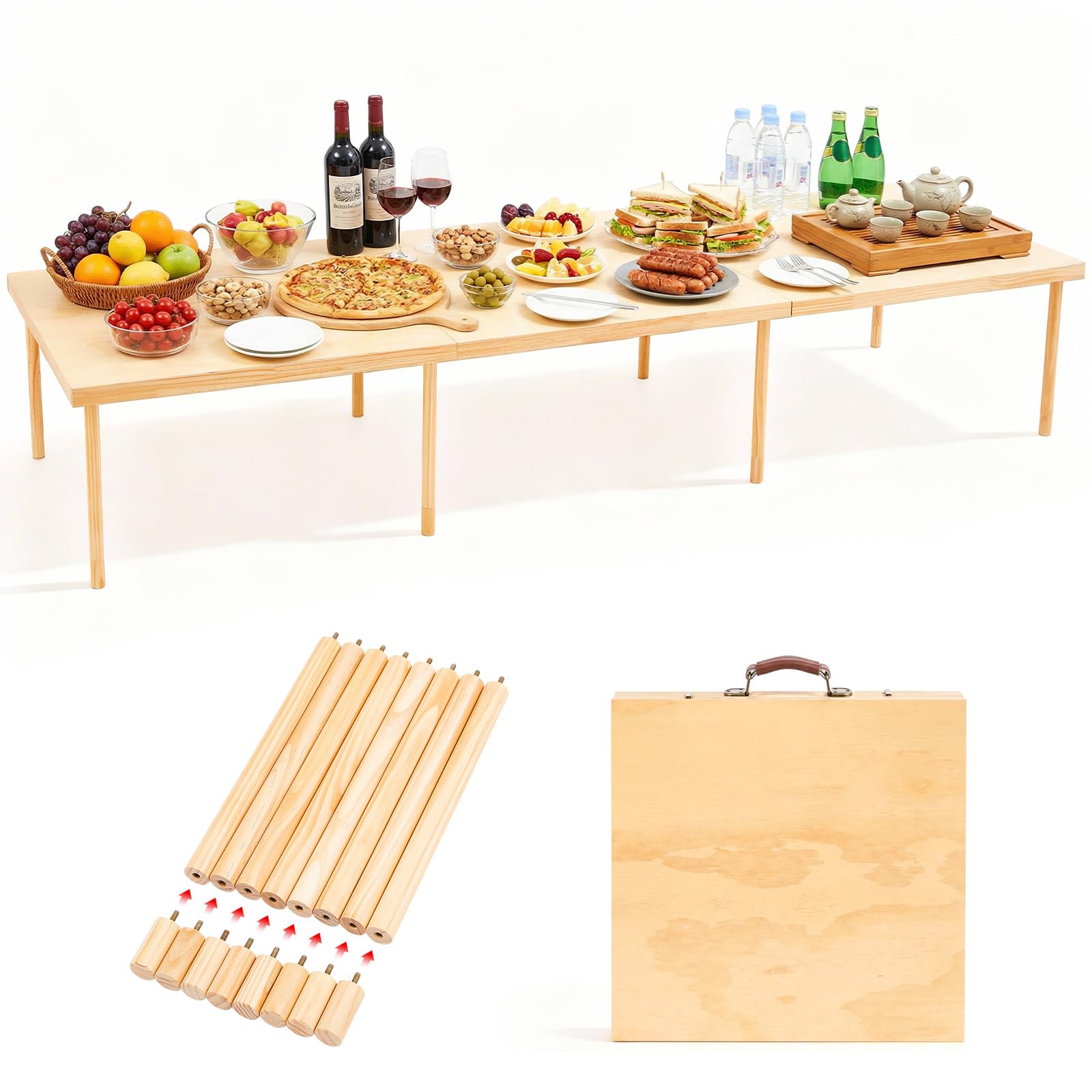 Leinuosen front view showing full table and boho aesthetic, clear setup benefit