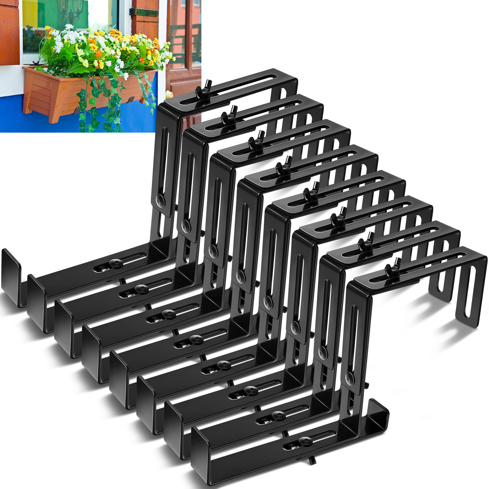 Leinuosen front view of eight black brackets showing tidy multi-box setup and organization benefit