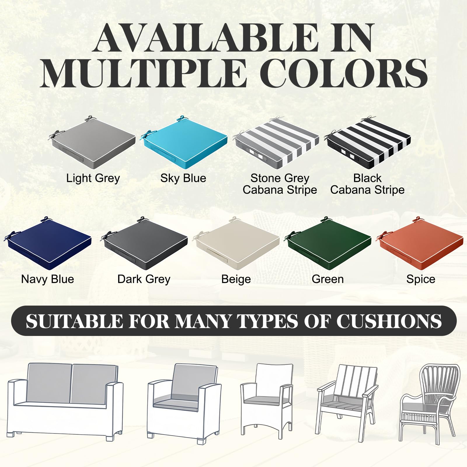 Leinuosen lifestyle shot of black stripe covers on a patio dining set for refreshed look