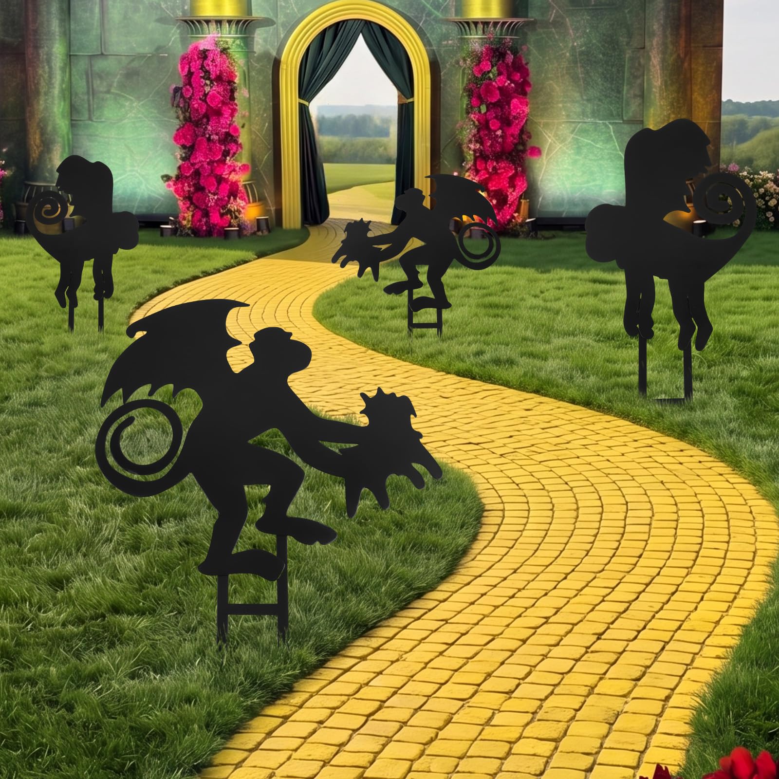 Leinuosen front view of monkey metal stakes shows elegant silhouette and instant curb appeal