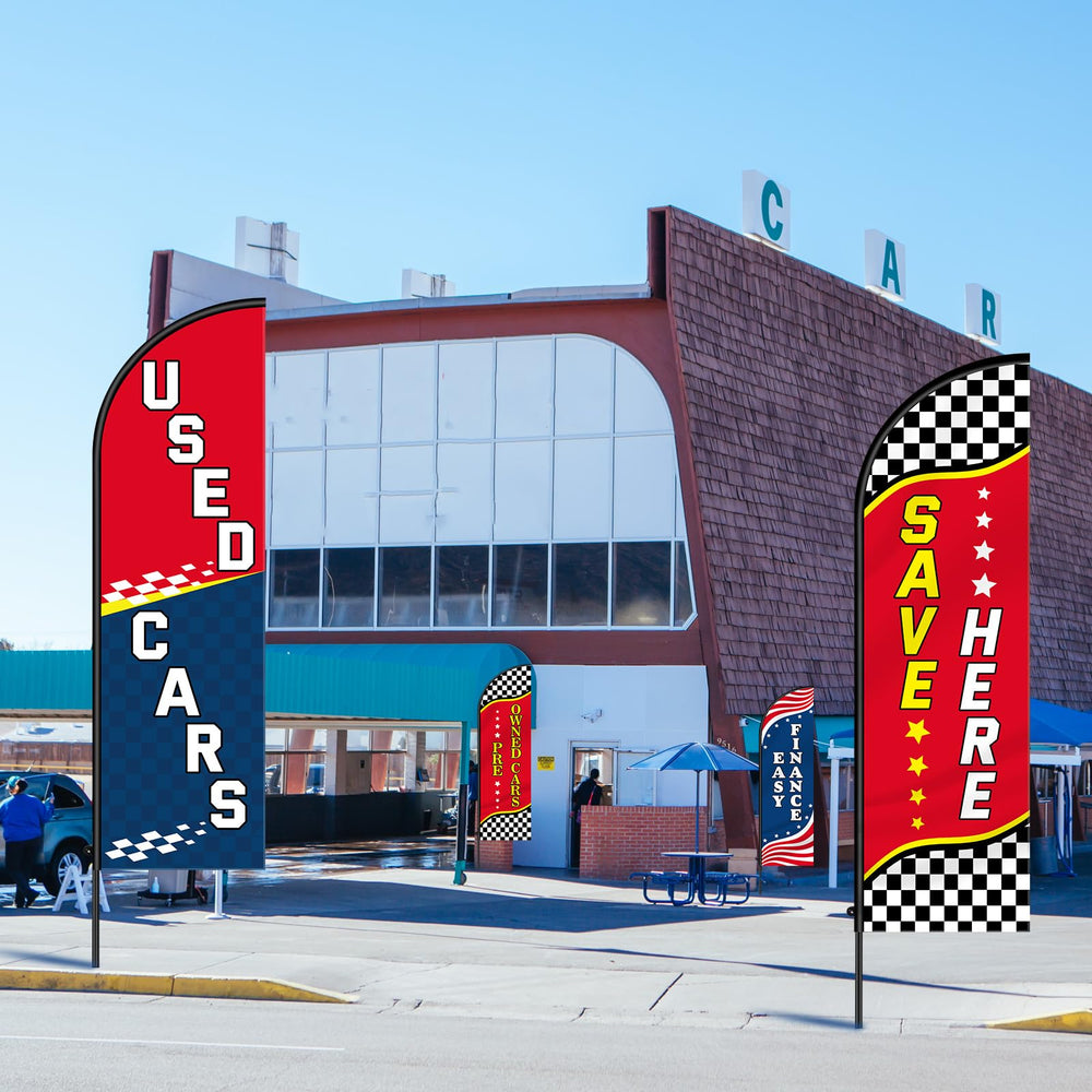 Leinuosen flag height shown next to person to illustrate 7 ft scale for roadside visibility