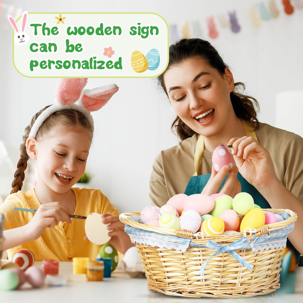 Leinuosen wooden egg cutout detail with rope, ready for personalized messages