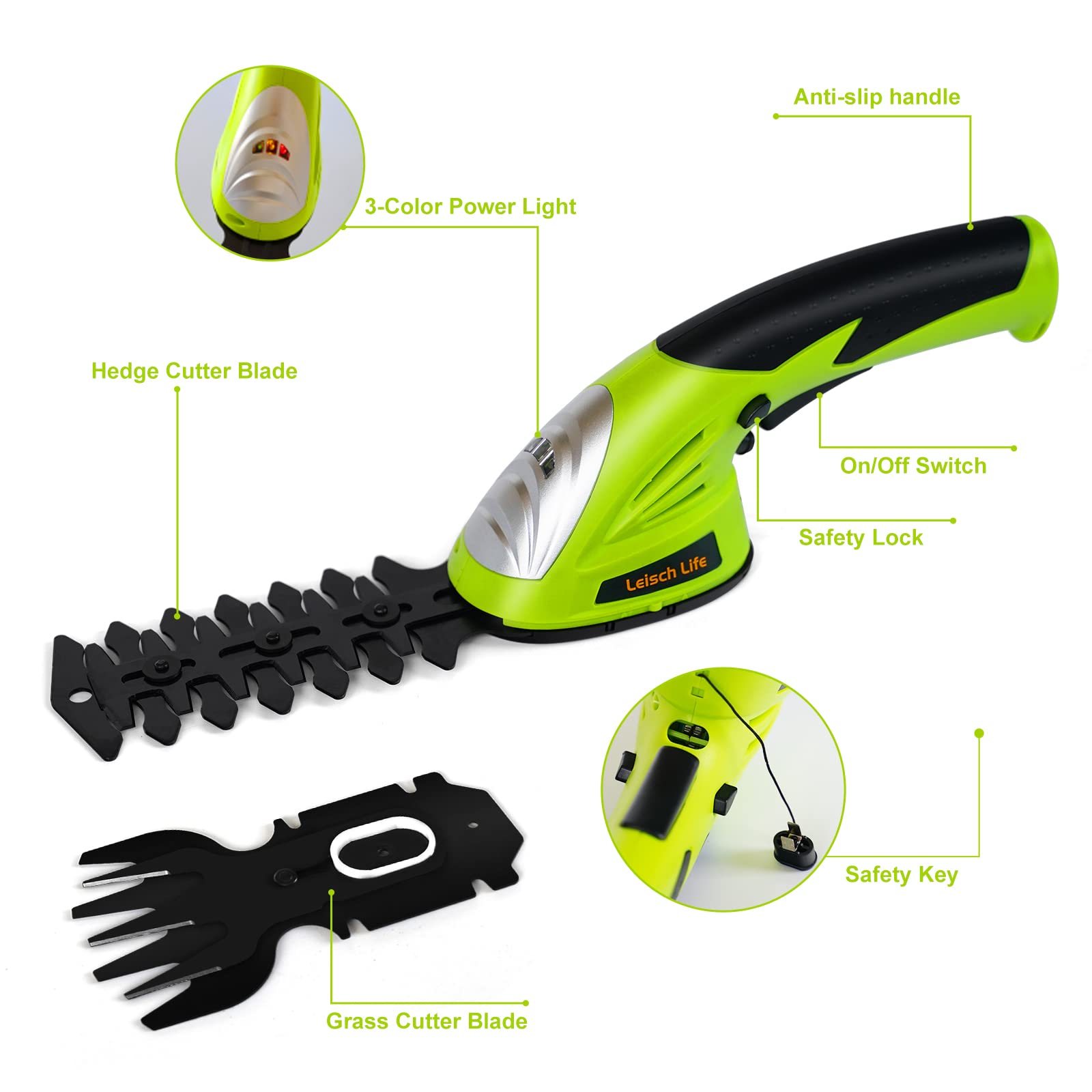 Leisch Life trimmer in hand showing scale and one-handed control benefit