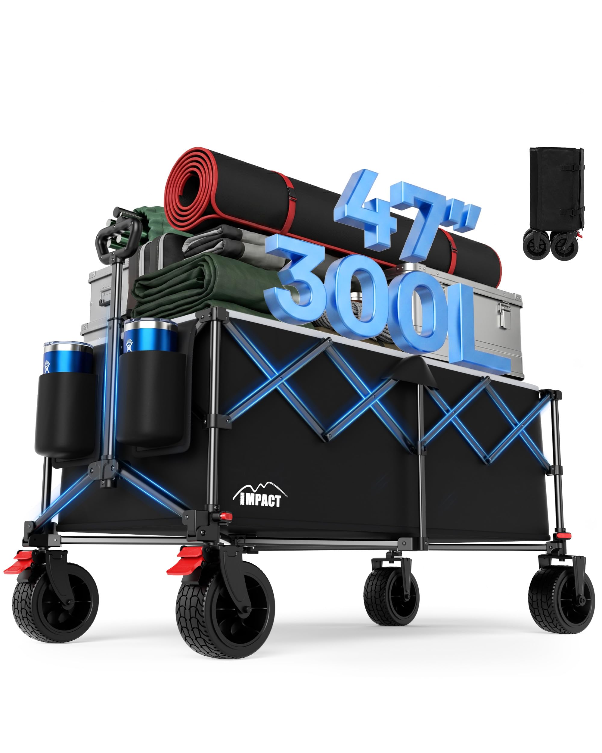 LEISURE IMPACT front view showing wagon packaging and sturdy frame benefit
