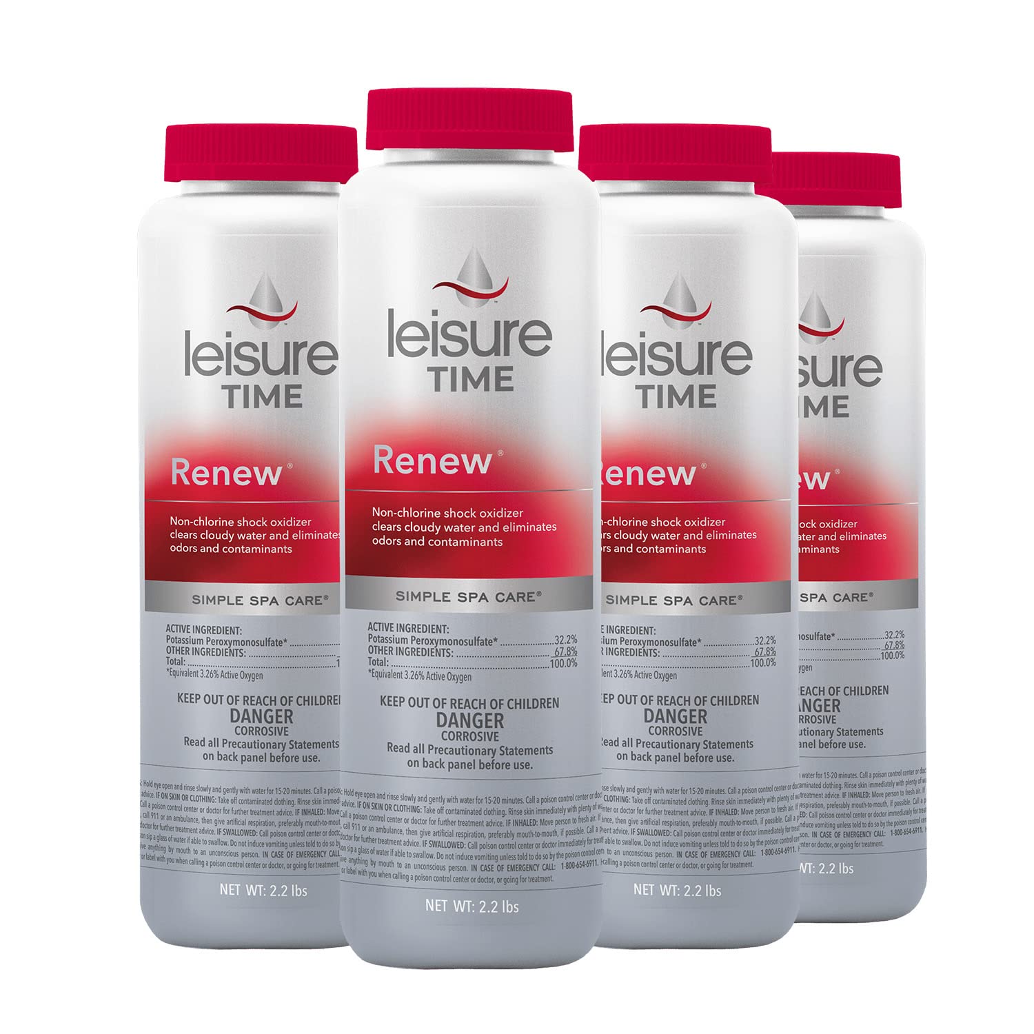 Leisure Time front packaging showing Renew Granular container and benefits