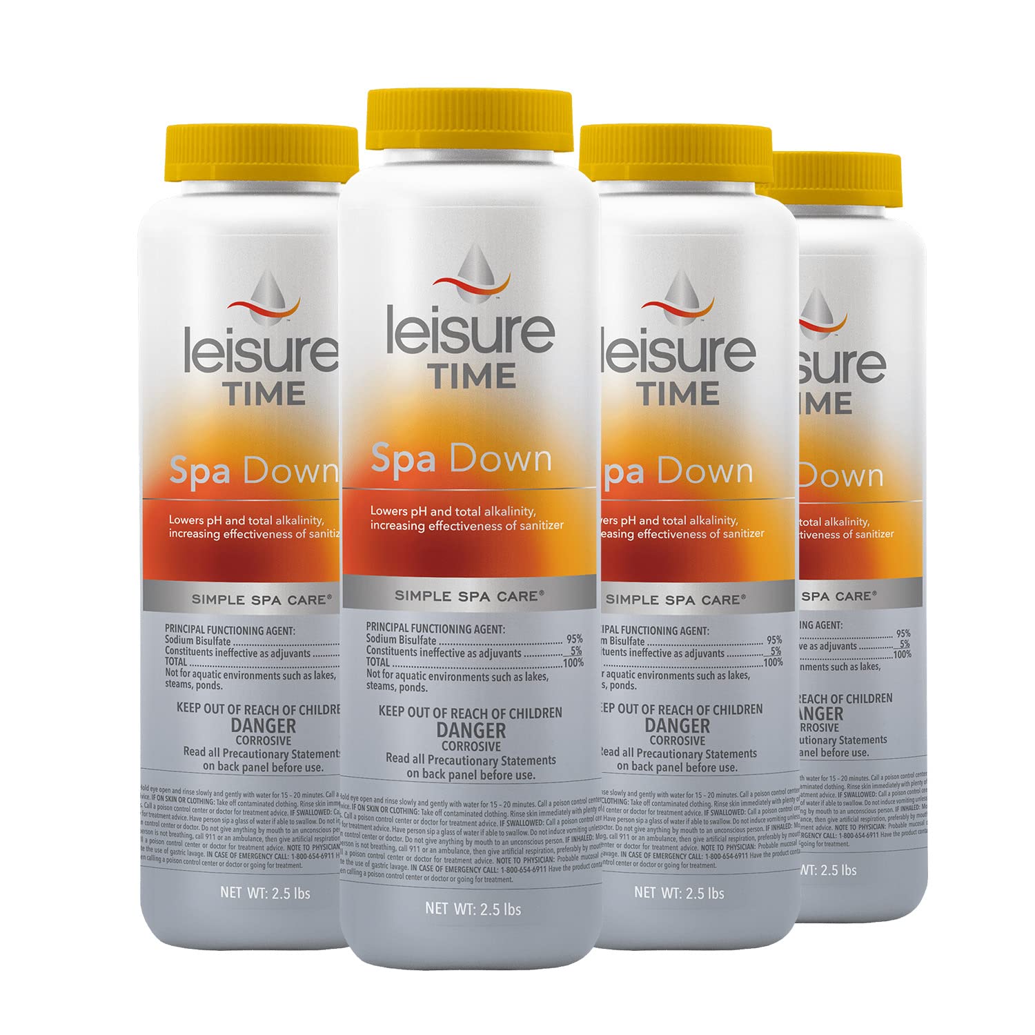 Leisure Time front label showing 2.5-pound container and clear usage info
