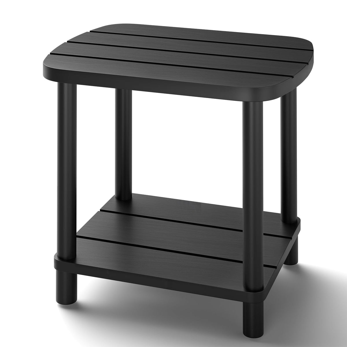 LEJANEOYE front view of bamboo side table showing sturdy design and natural appeal