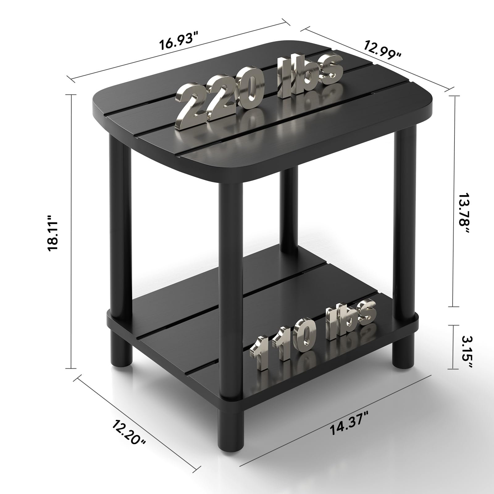 LEJANEOYE top shelf with coffee mug demonstrating stable 220-pound capacity
