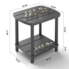 LEJANEOYE two-tier shelf detail showing extra storage and organized surfaces
