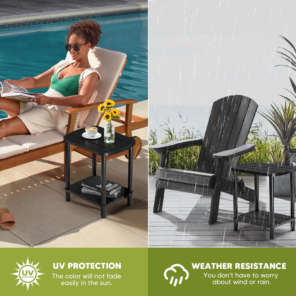 LEJANEOYE table size comparison beside chair illustrating compact footprint advantage