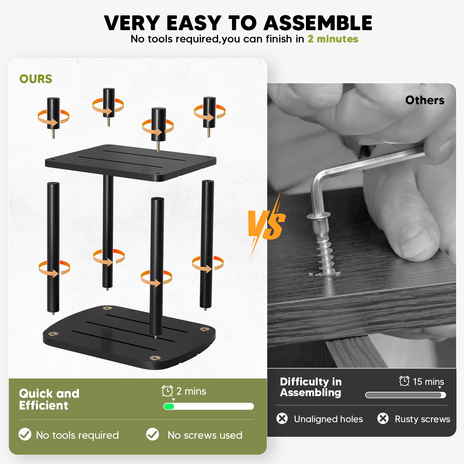 LEJANEOYE two-tier table upper shelf holding drink demonstrating strong 220 lb support