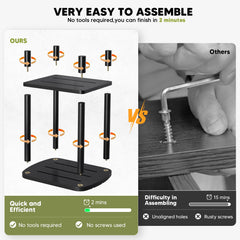 LEJANEOYE two-tier table upper shelf holding drink demonstrating strong 220 lb support