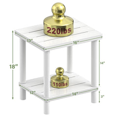 LEJANEOYE top and lower shelf detail showing load capacity and usable space