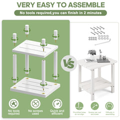LEJANEOYE side table beside Adirondack chairs showing comfortable patio setup