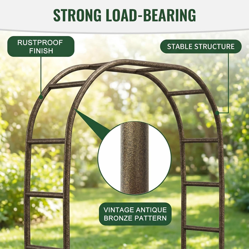 LeJoy Garden arch next to person demonstrating height and clearance benefit