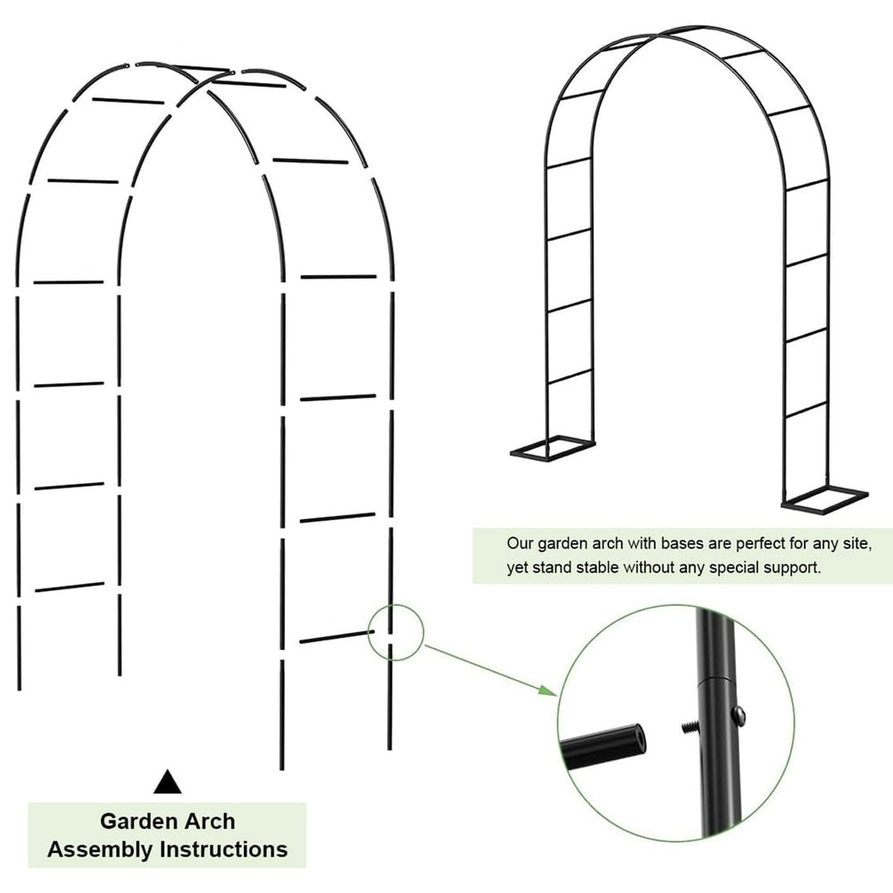 LeJoy Garden arch next to person to show scale and clearance for plants