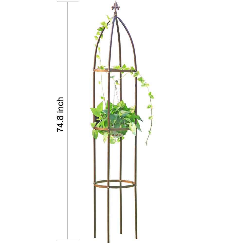 LeJoy Garden obelisk lit with fairy lights showing decorative nighttime charm
