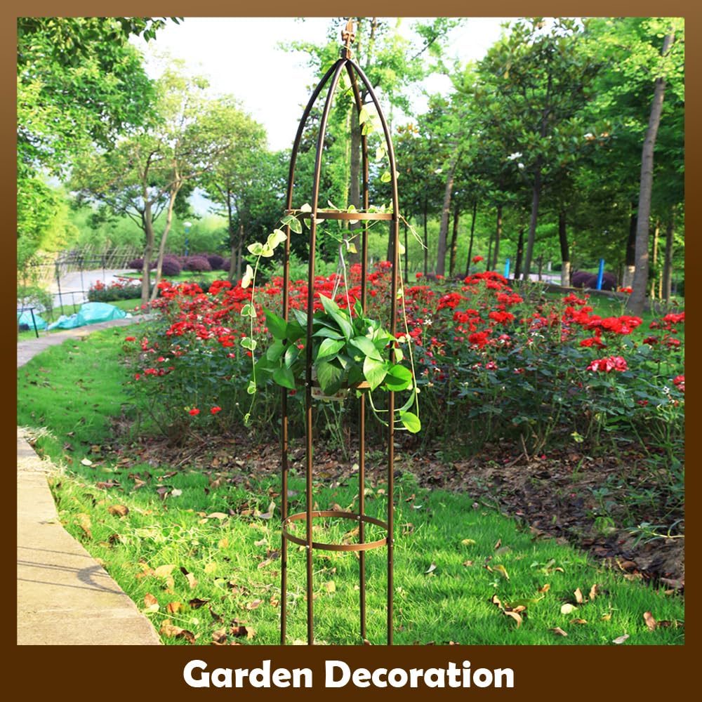 LeJoy Garden obelisk supporting climbing roses showing strong plant benefit