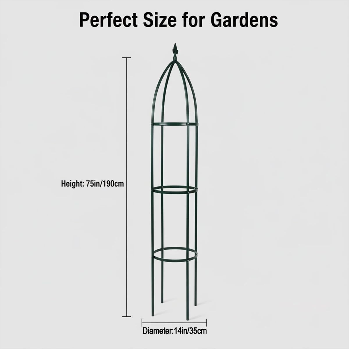 LeJoy Garden obelisk next to a chair for scale showing true 6.3 ft height benefit