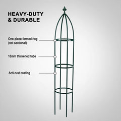 LeJoy Garden obelisk staked into garden soil showing four-stake stability benefit