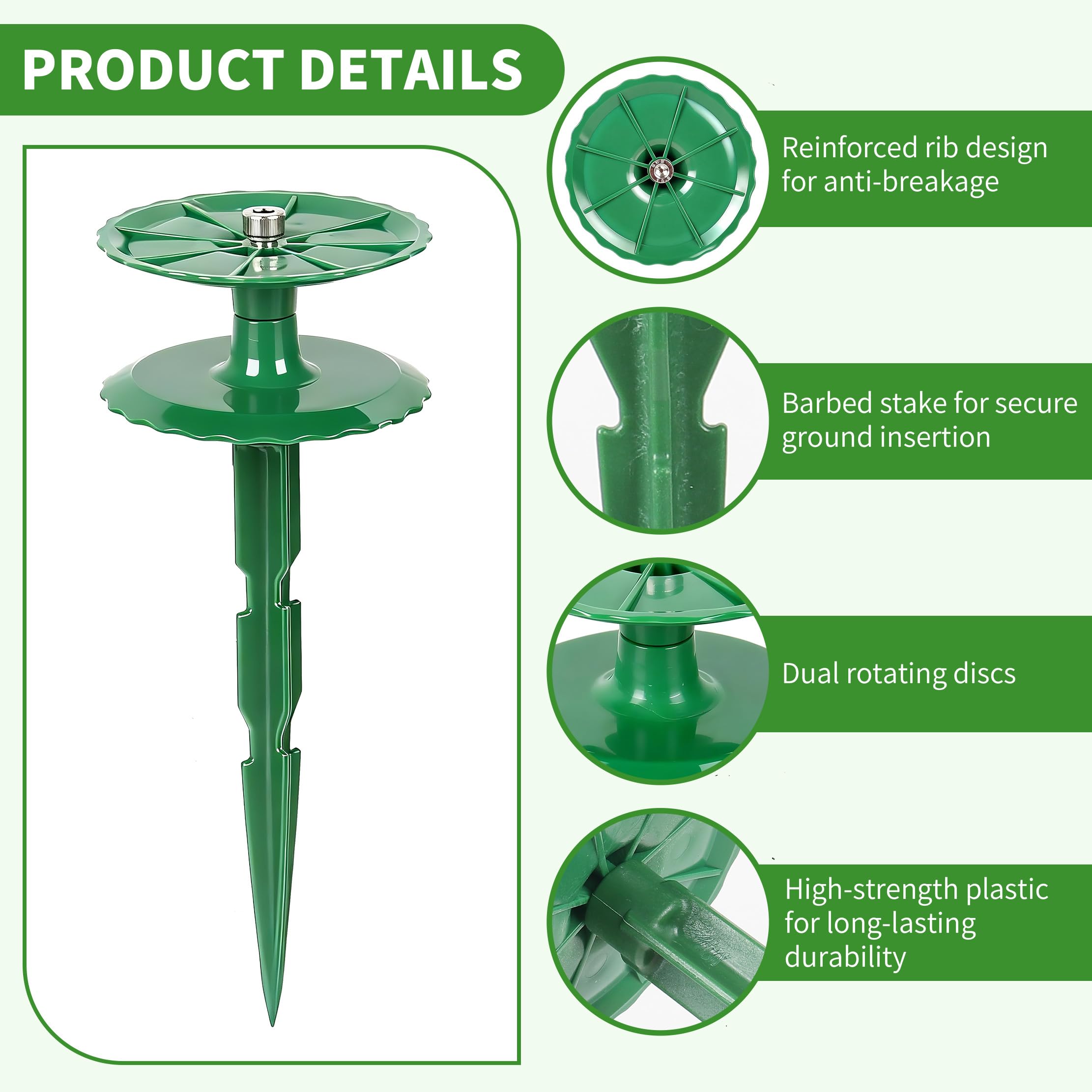 LEMEWEL barbed tip inserted in soil demonstrating easy, tool-free installation