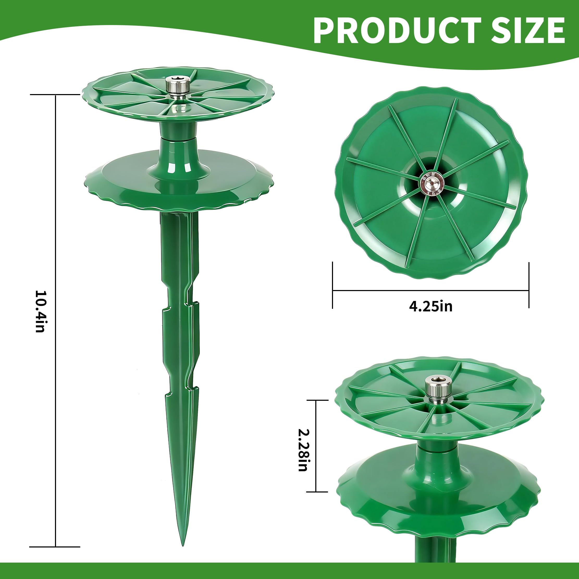 LEMEWEL stake beside ruler illustrating 10-inch length for secure ground anchoring