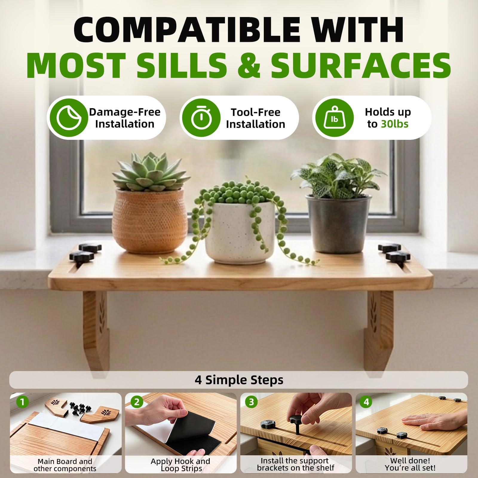 LEMIPENI shelf in kitchen with herb pots showing convenient countertop replacement benefit