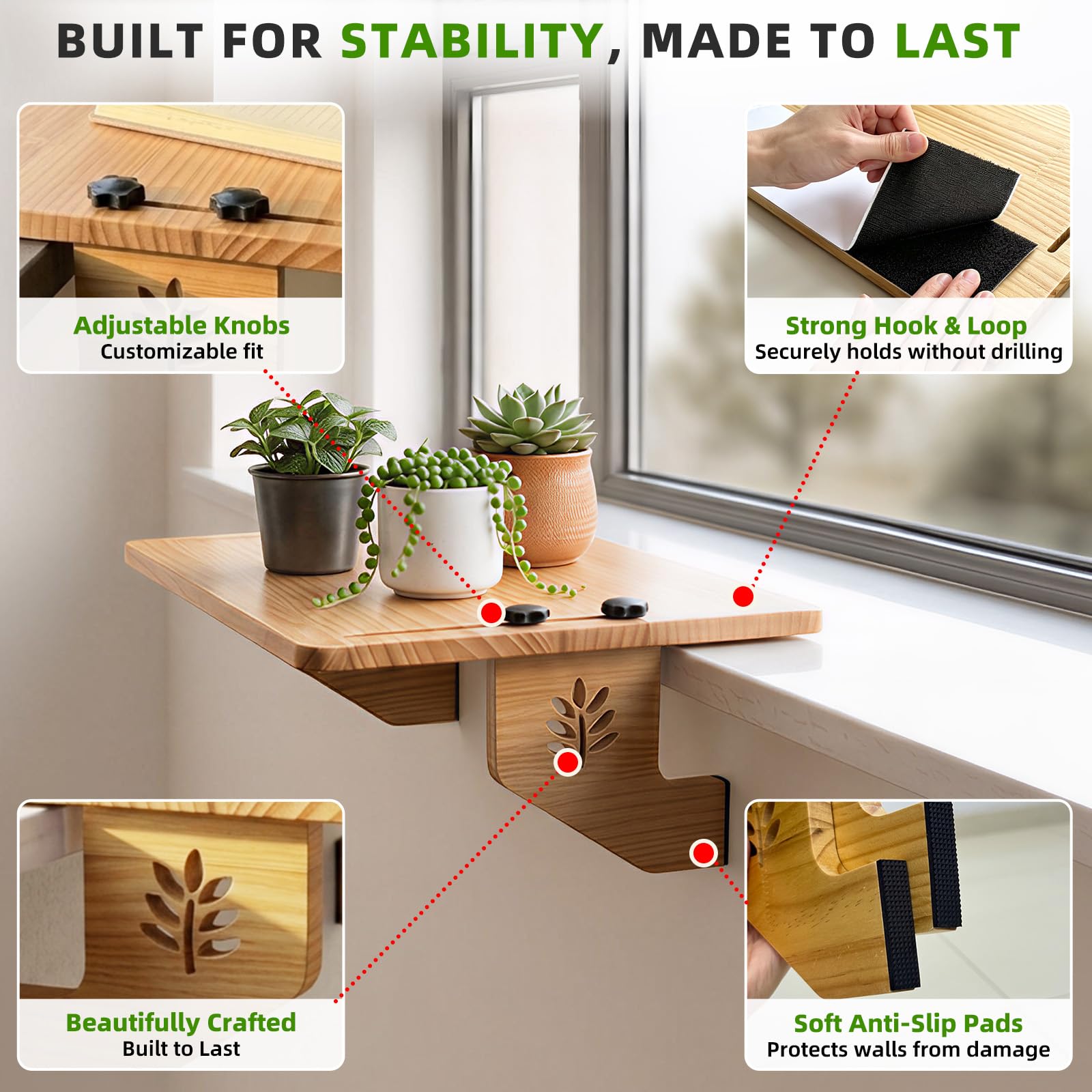 LEMIPENI shelf holding heavy ceramic pots showing 30 lb capacity benefit