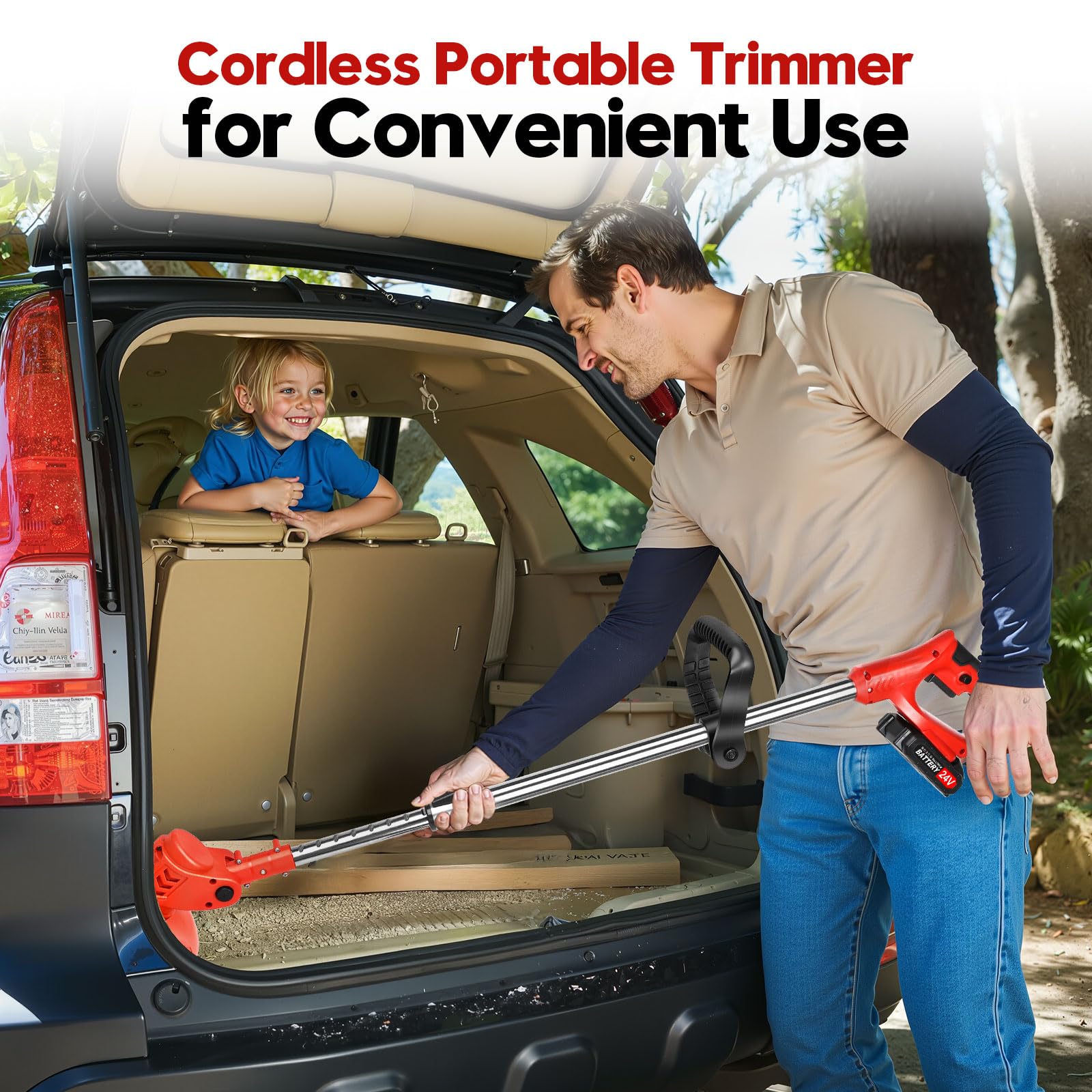 Lemolifys size comparison car trunk storage showing portable, space-saving tool