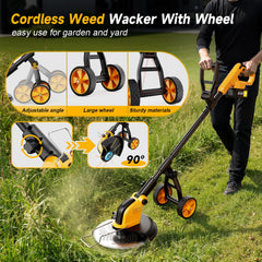Lemolifys in wheeled mode walking along lawn edge for stable, low-effort edging
